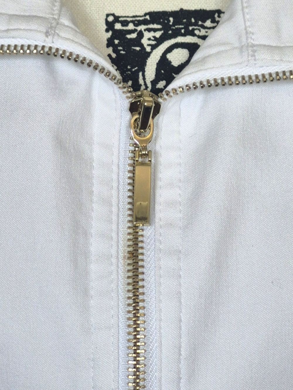 White Stretch Zip Front Jacket 12 3/4 Sleeve Nautical Golf Resort Coastal Tennis - Picture 6 of 8